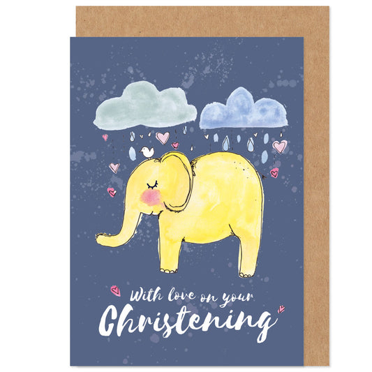 Elephant Christening Day Congratulations Card
